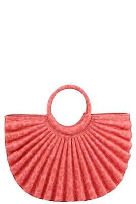 *Ms. Fan Fair in Coral  Leopard Printed Pleated Half Moon Satchel