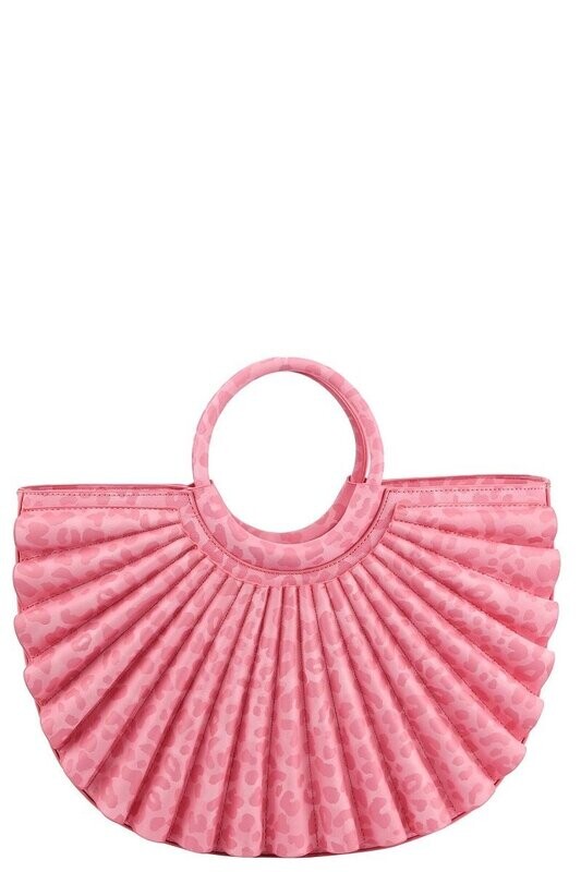 *****MARK DOWN*****Ms. FanFair in Blush   Leopard Printed Pleated Half Moon Satchel