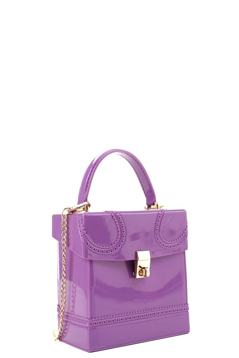 Ms. Boxy Purple Top-Handle, 2 Way Satchel Crossbody
