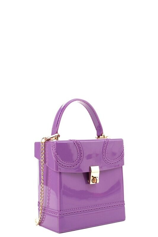 Ms. Boxy Purple Top-Handle, 2 Way Satchel Crossbody
