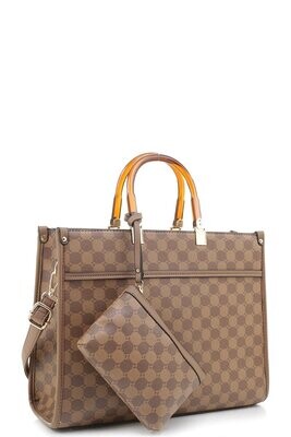 ****MARK DOWN*****Amber Taupe Fashion Monogram Top Handle 2-in-1 Boxy Satchel