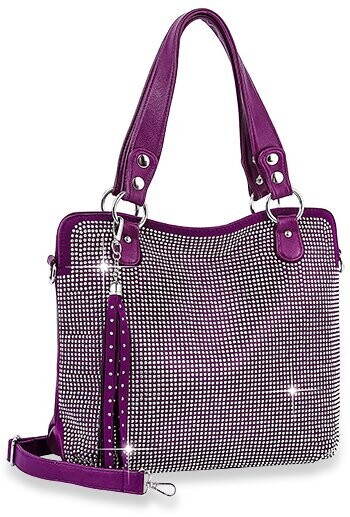 Bling Lady Statue  Rhinestone Covered Handbag Purple