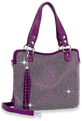 Bling Lady Statue  Rhinestone Covered Handbag Purple