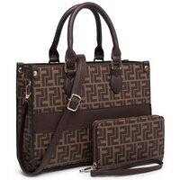 *****MARK DOWN*****LADY FRANCESCA. MONOGRAM BROWN BOOK TOTE, 2-N-1 SATCHEL/WALLET