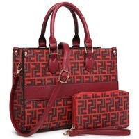 *****MARK DOWN*****Lady Francesca Burgundy Monogram Book Tote 2-in-1 Set