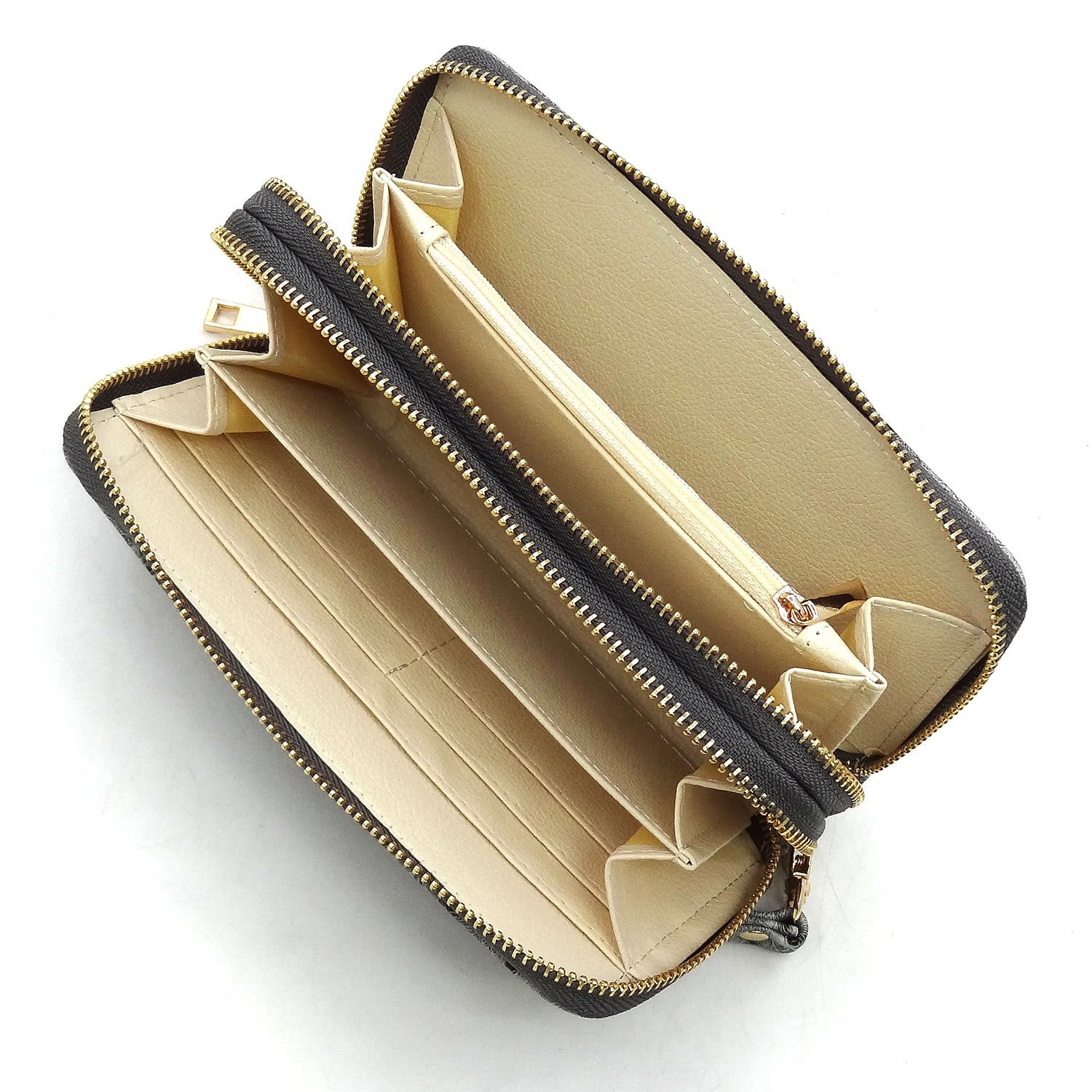 BLESSINGS WALLET WRISTLET OSTRICH CROC DOUBLE ZIP AROUND BLACK