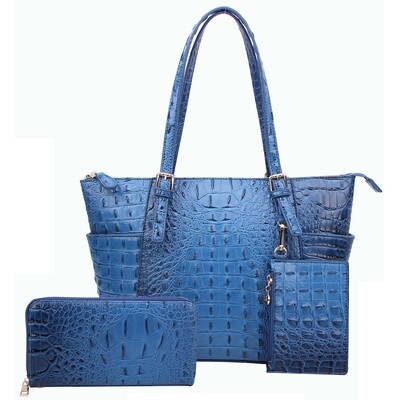 *****MARK DOWN*****ABENA BLUE Croc Alligator 3-in-1 Shopper Set BLUE