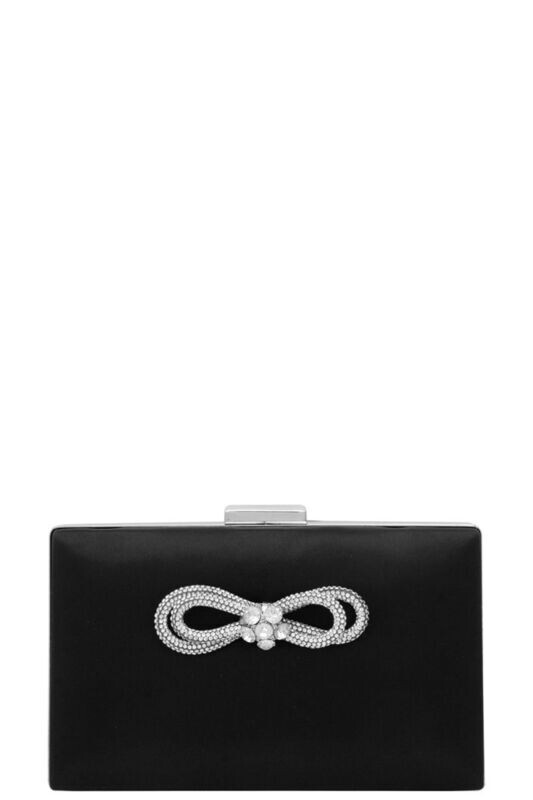 Clutch  TONYA SMOOTH RHINESTONE KNOT BOW CRYSTAL CLUTCH BAG  BK