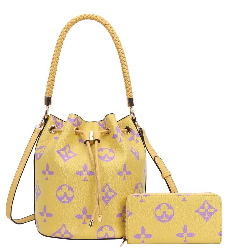 Ms. Portal Yellow, 2 in-1 Monogram Bucket Draw String - Shoulder Bag