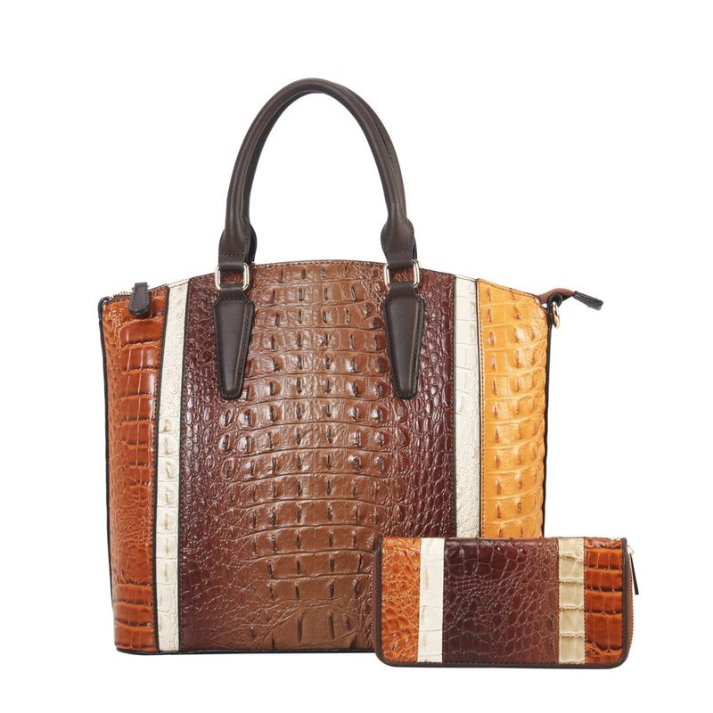 Shea Crocodile Satchel Set With Wallet