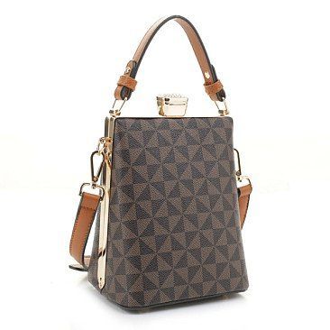 Whitley-B, Monogram Structured Frame Satchel - Cross-body Bag