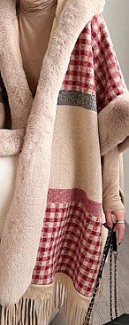 Queen Vibe- Cozy Warm Shawl Plaid Cape Coat Wrap