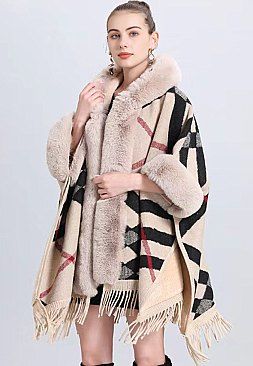 Queen Vibe- Cozy Warm Shawl Plaid Cape Coat Wrap