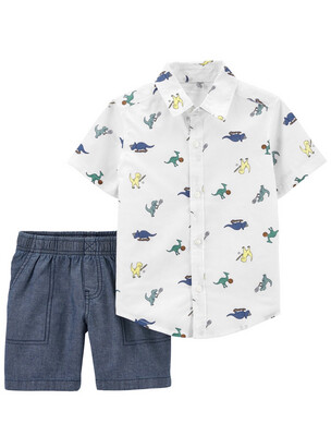 Carter’s 2 Piece Button-Front Shirt &amp; Short Set
Size: 2T