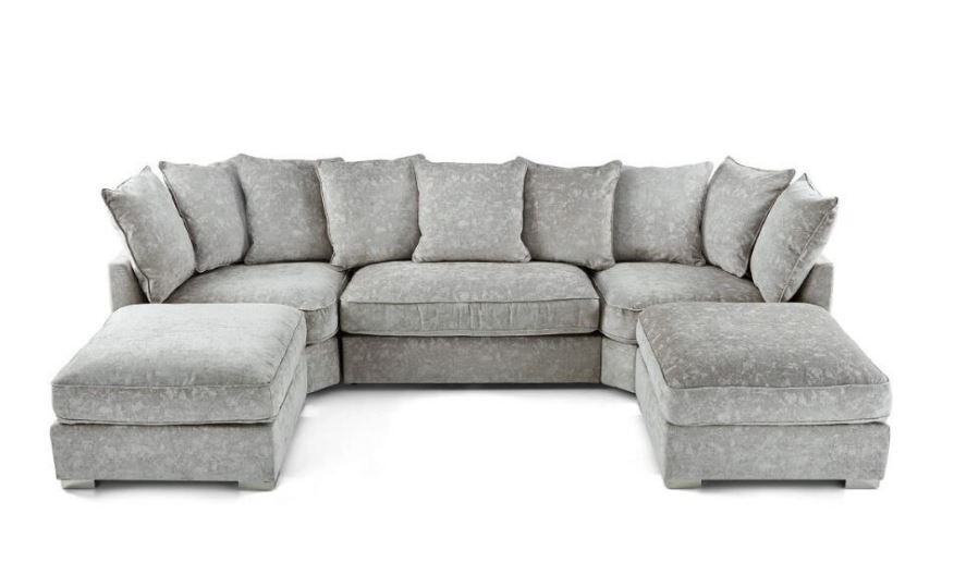 Bishop Silver Chenille U Shape Sofa
