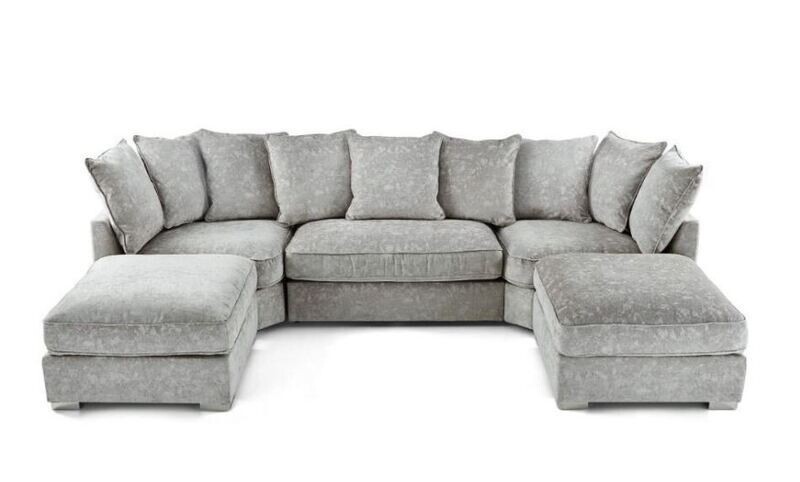 Bishop Silver Chenille U Shape Sofa