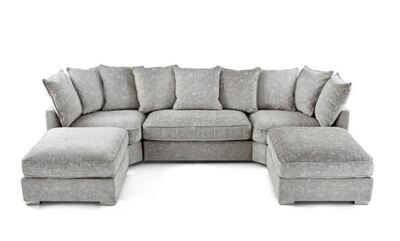 Bishop Silver Chenille U Shape Sofa