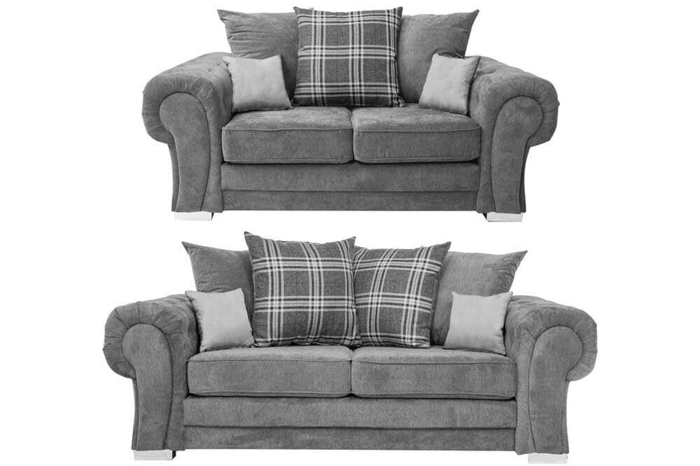Verona Scatter Grey Fabric 3+2 Seater Sofa Set