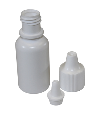 Bottle white 15ml capacity -control tip-white cap- blank