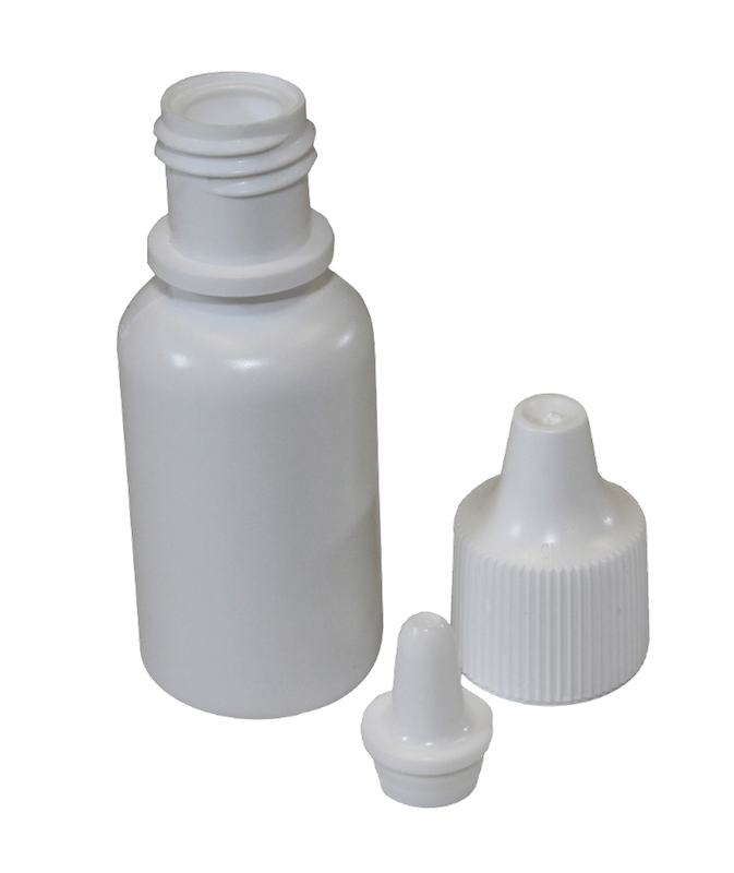 Bottle white 15ml capacity -control tip-white cap- blank
