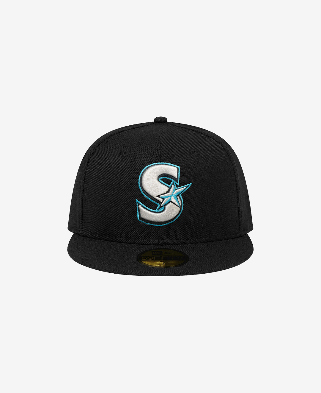 59Fifty Black fitted with S Logo and 2023 Champs side patch