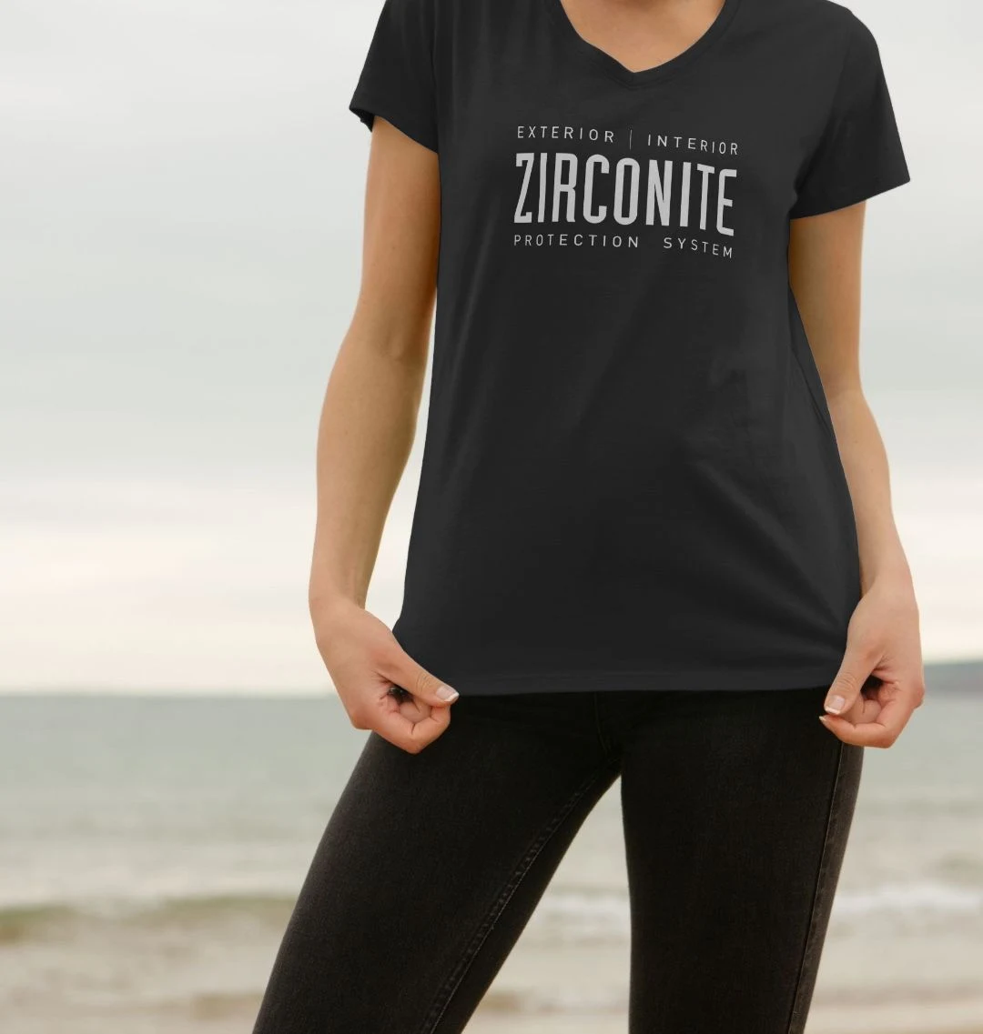 Ladies Zirconite V Neck Shirt