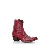 Circle G by Corral Ladies Red Embroidery & Zipper Ankle Booties