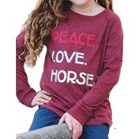 PEACE LOVE HORSE SCREEN PRINT GIRL'S T-SHIRT