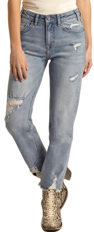 Ladies Rock & Roll Demin Straight Cropped Jean