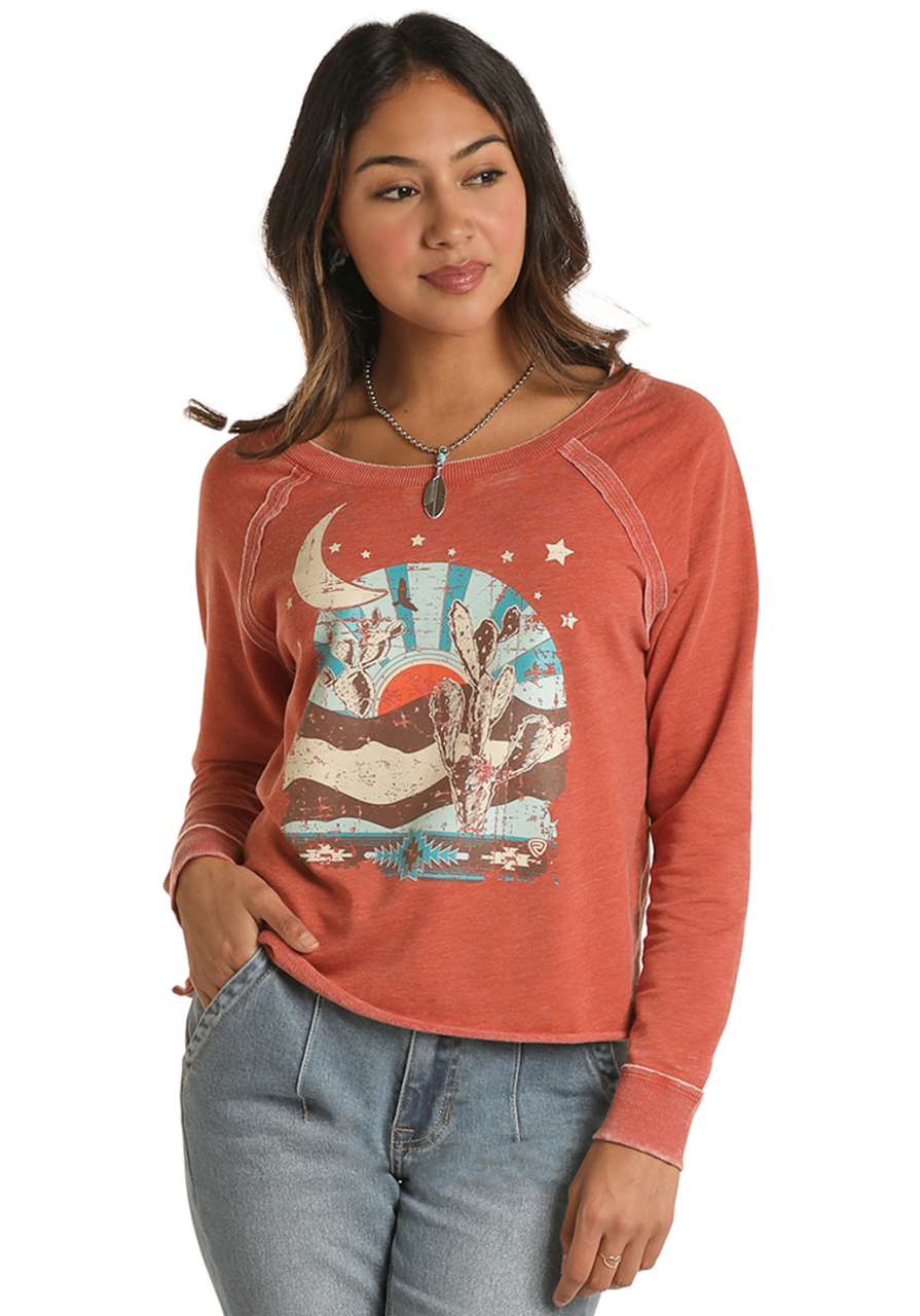 SUNSET CACTUS CROPPED PULLOVER