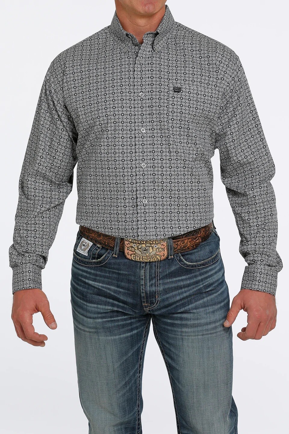 Cinch® Men's Geometric Print Long Sleeve Button Front Western Shirt