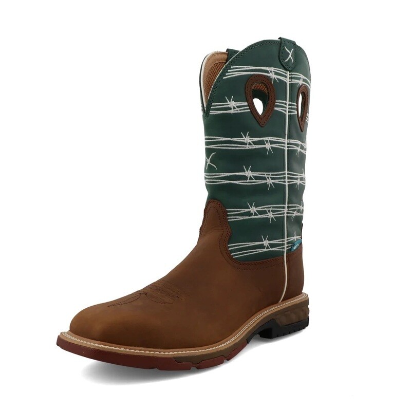 Twisted X 12" Men's Buffalo and Green-Blue Alloy Toe Work Boot