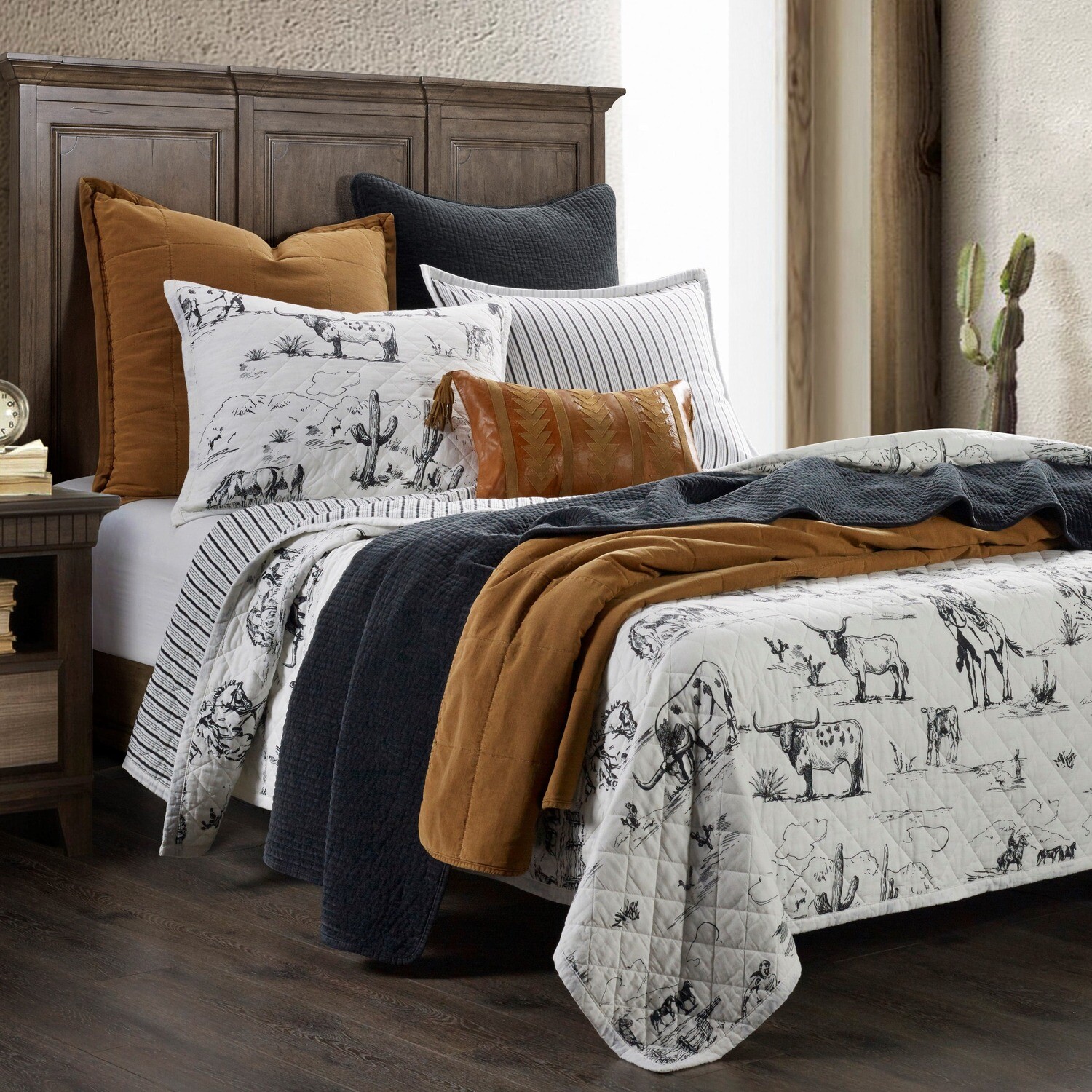 TWIN- Ranch Life Western Toile Reversible Quilt Set