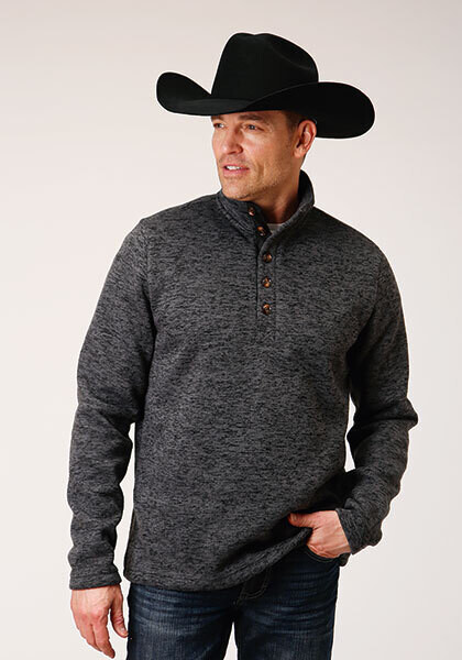 STETSON BONDED SWEATER KNIT PULLOVER-GREY