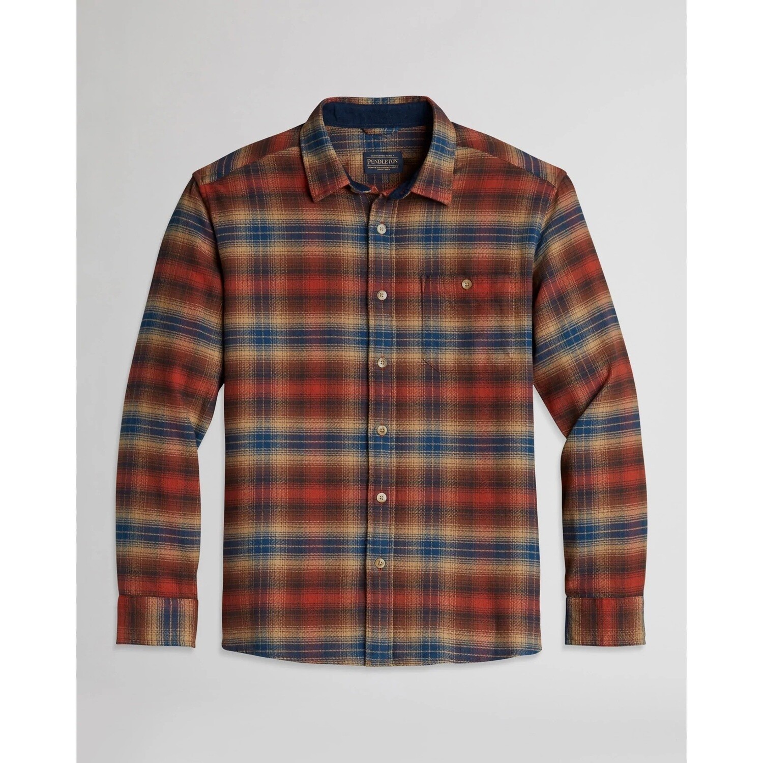 PENDLETON MEN'S FREMONT DOUBLE BRUSHED FLANNEL SHIRT - COPPER/NAVY PLAID