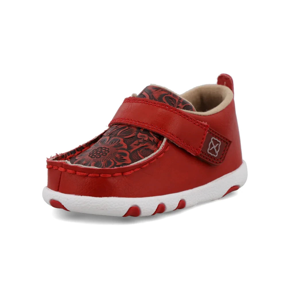 TWISTEDX INFANT DRIVING MOC RED TOOLED LEATHER