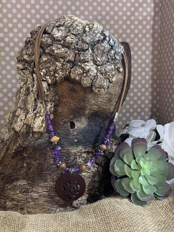 PAIGE WALLACE WOOD PEACE NECKLACE