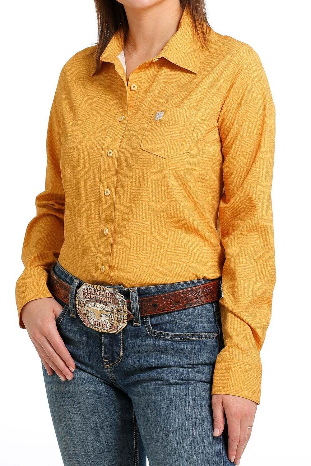 Cinch Ladies Arena Flex Gold Button Down Shirt