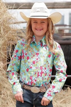 GIRL'S CACTUS PRINT BUTTON-DOWN WESTERN
