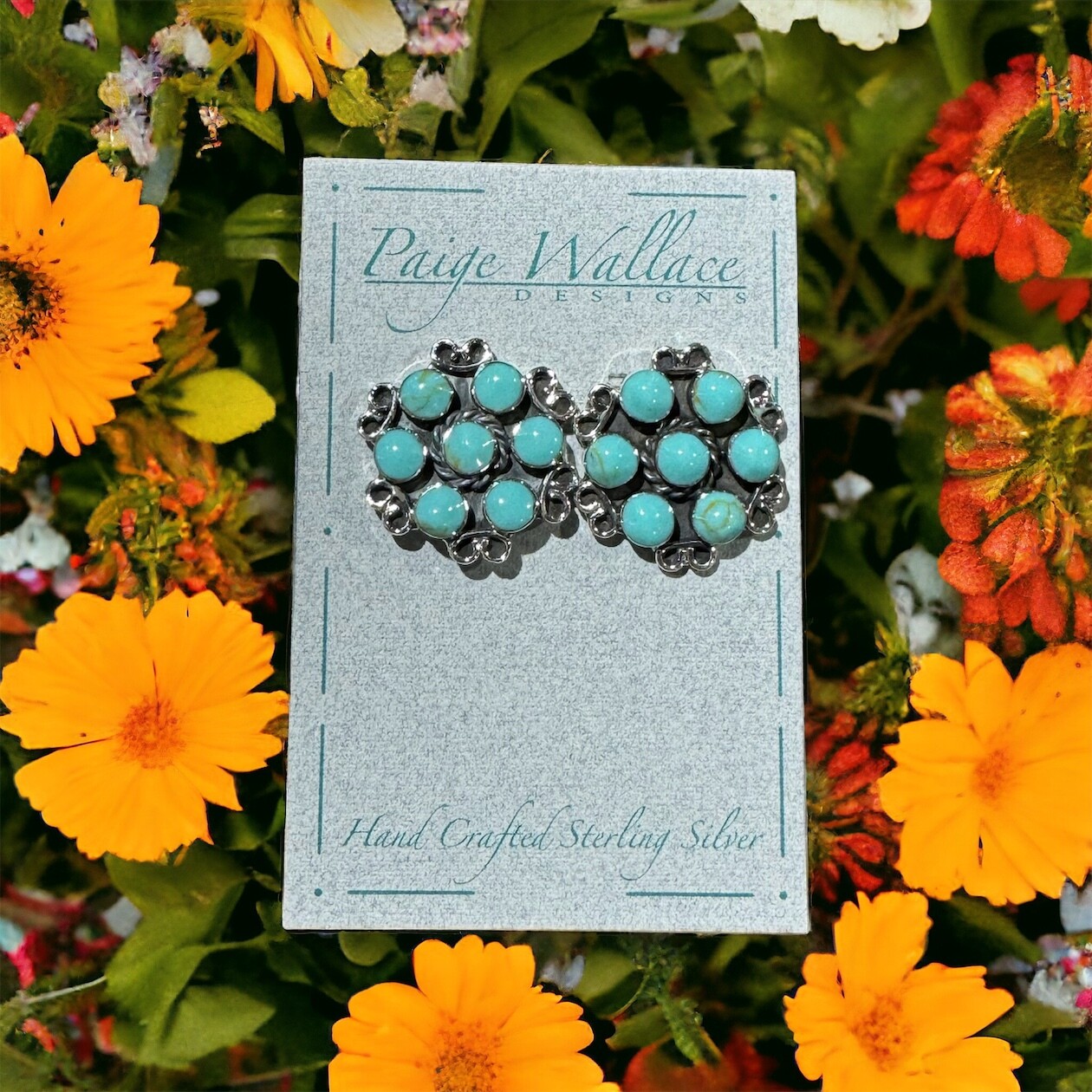 PAIGE WALLACE TURQUOISE CLUSTER STUD EARRING