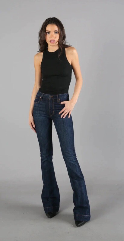 Kimes Ranch Women's Dark Wash Jennifer High Rise Wide Flare Jeans