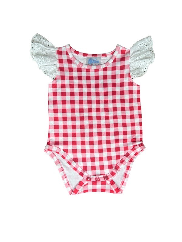 RED AND WHITE PLAID ONESIE