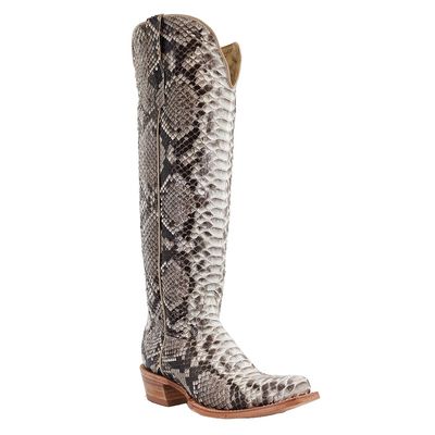 R WATSON WOMENS&#39; BLACK AND WHITE PYTHON BOOTS