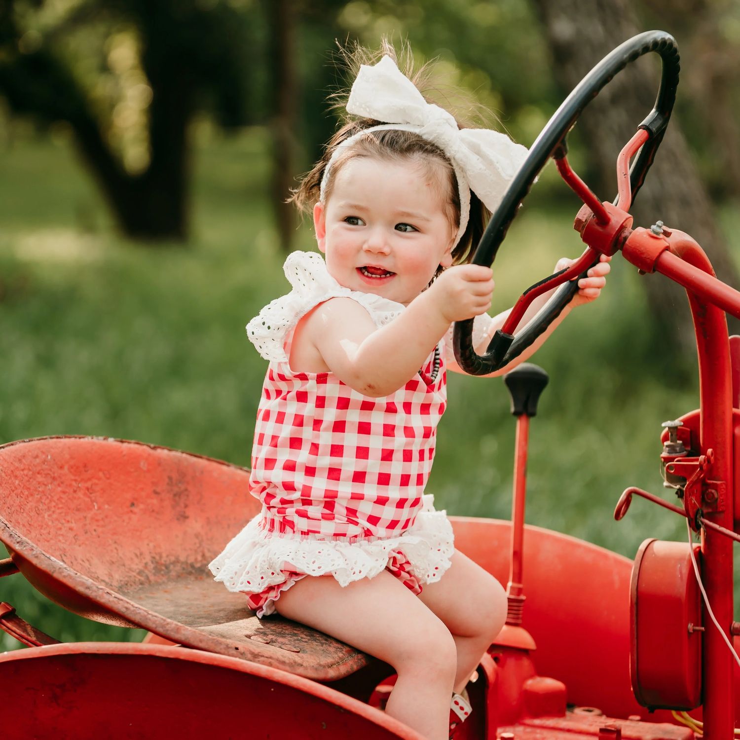 RED AND WHITE PLAID ONESIE