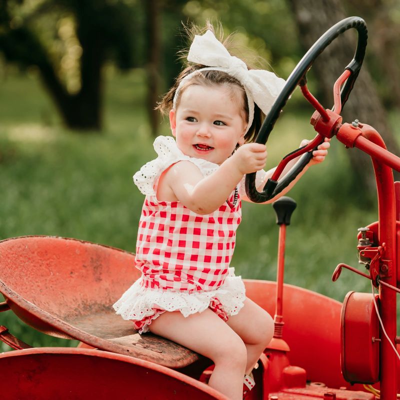 RED AND WHITE PLAID ONESIE