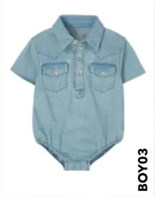 LIGHT DENIM SS PEARL SNAP ONESIE