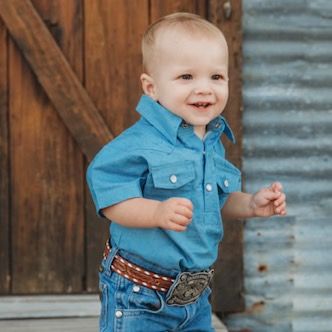 LIGHT DENIM SS PEARL SNAP ONESIE