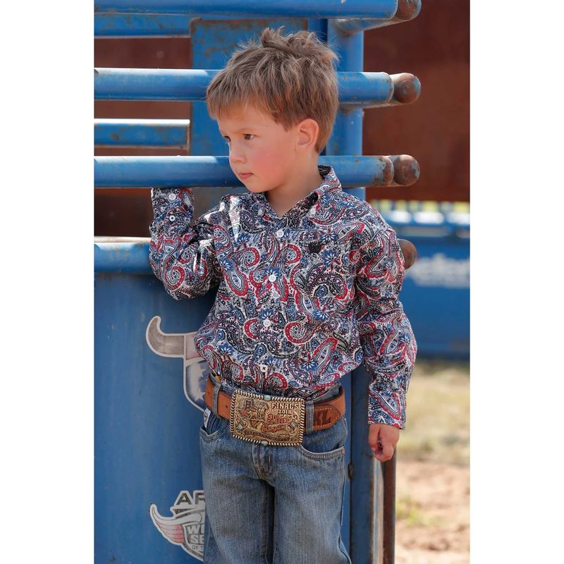 CINCH INFANT BOYS MULTICOLOR PAISLEY PRINT BUTTON DOWN SHIRT