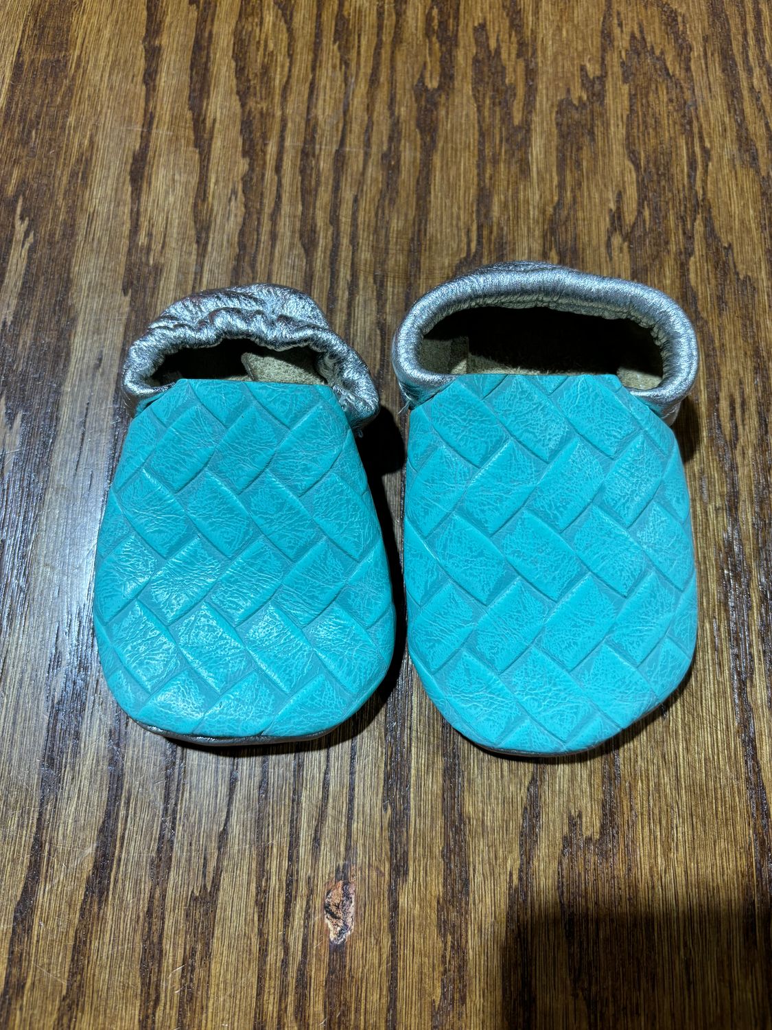 TURQUOISE BASKETWEAVE INFANT MOCS