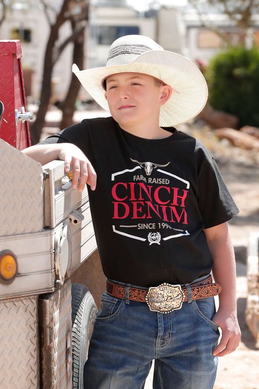 CINCH BOYS CINCH DENIM TSHIRT BLACK